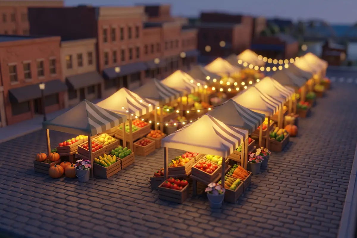 Illustration of a farmers market